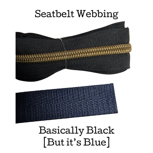 Seatbelt Webbing - Basically Black - 1" + 1.5"