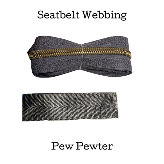 Seatbelt Webbing - Pew Pewter - 1" + 1.5"