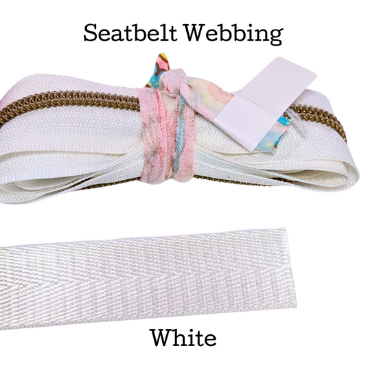 Seatbelt Webbing - White - 3/4", 1", + 1.5"