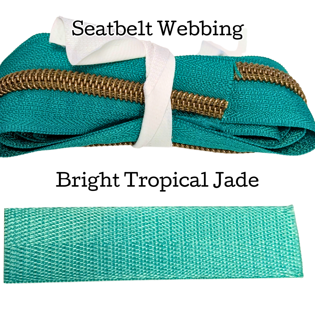 Seatbelt Webbing - Bright Tropical Jade - 1" + 1.5"
