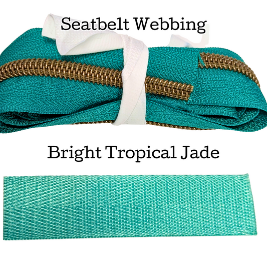 Seatbelt Webbing - Bright Tropical Jade - 1" + 1.5"