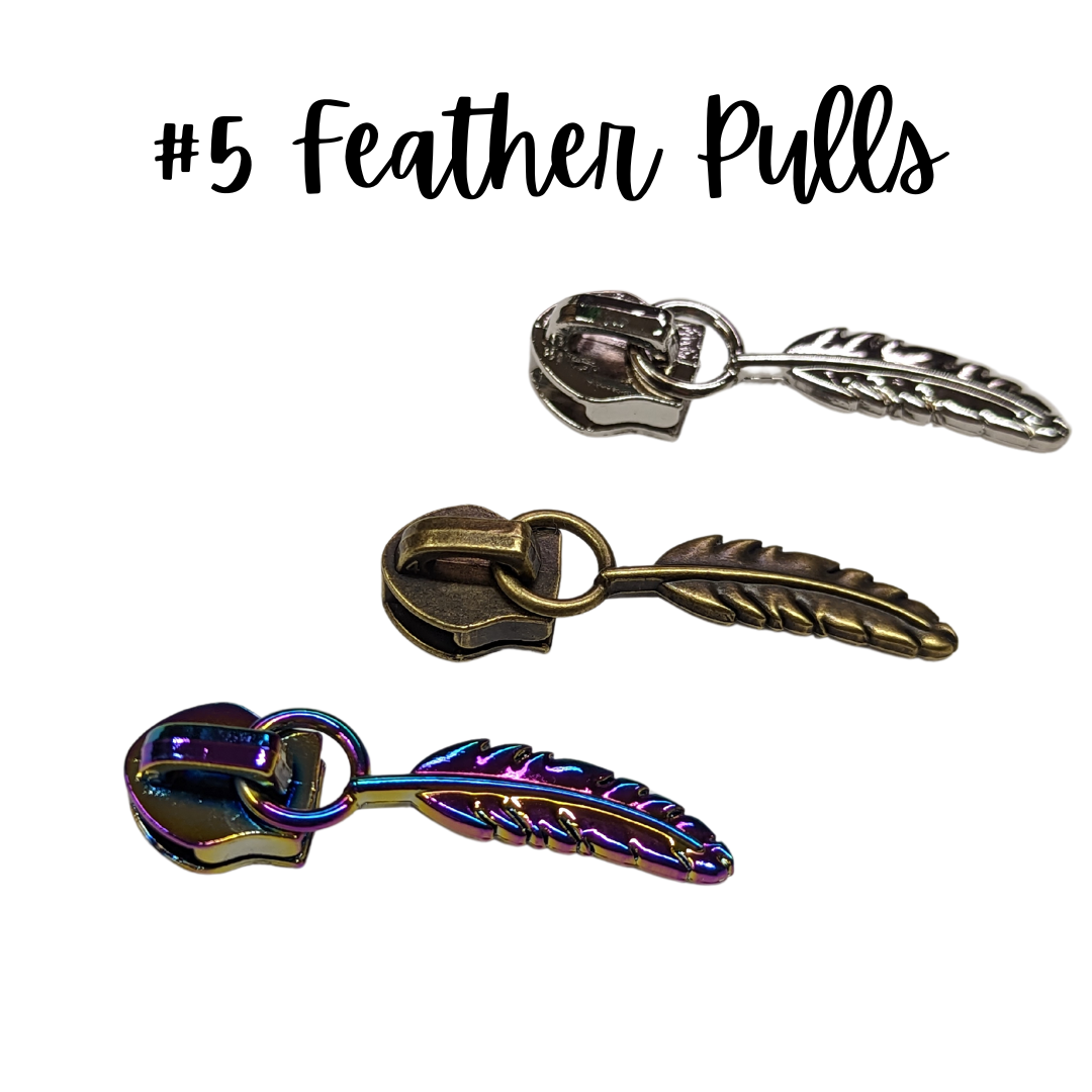 Feather Zipper Pulls - Antique Bronze