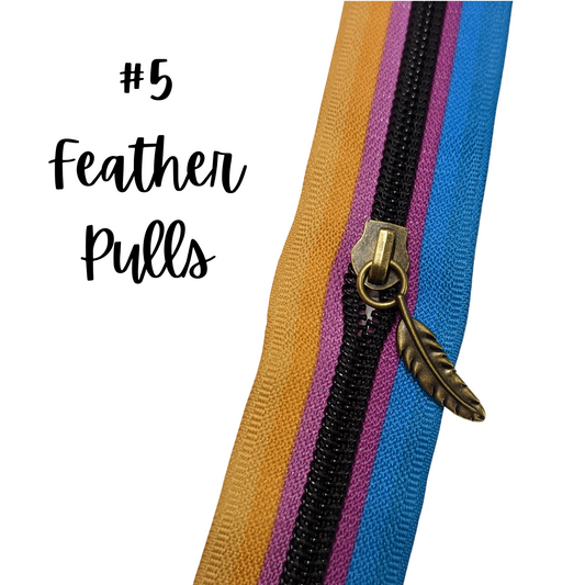 Feather Zipper Pulls - Antique Bronze