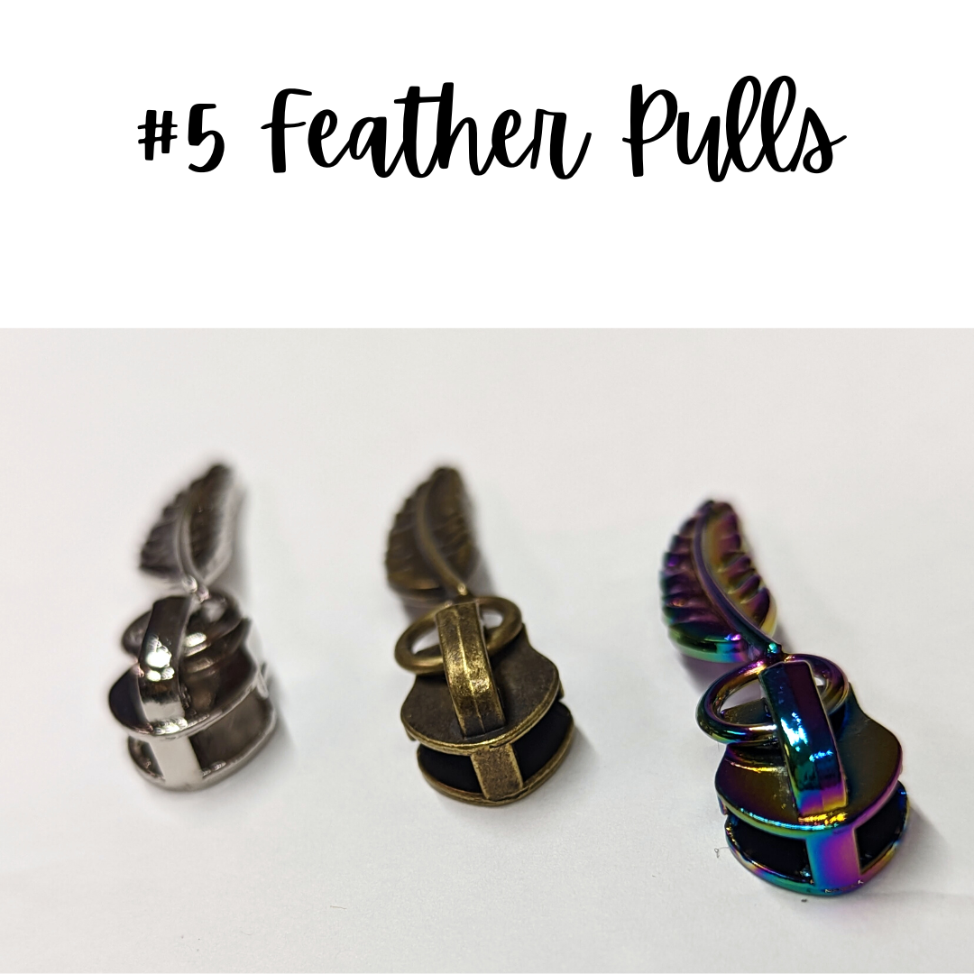 Feather Zipper Pulls - Antique Bronze