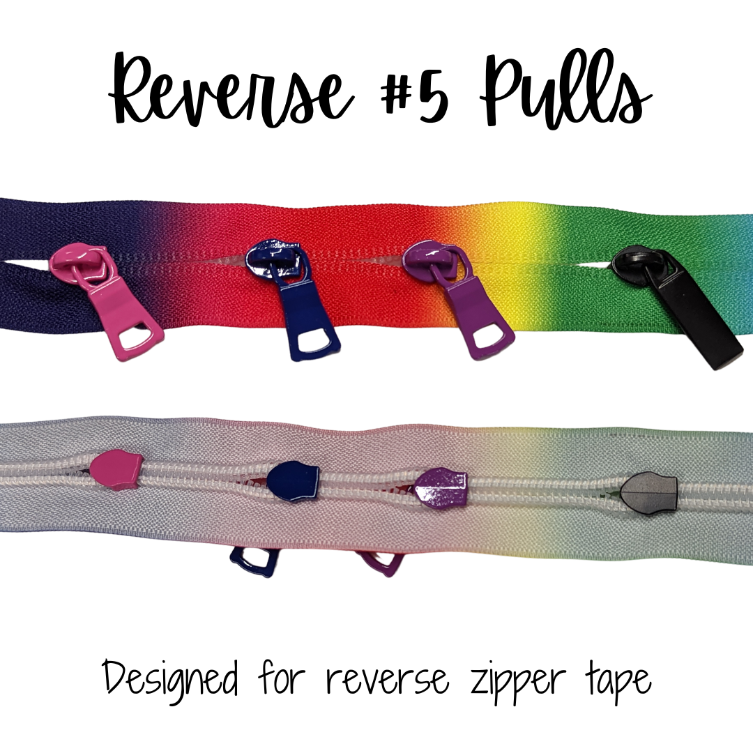 Reverse Tape Zipper Pulls 5 pack - Retiring