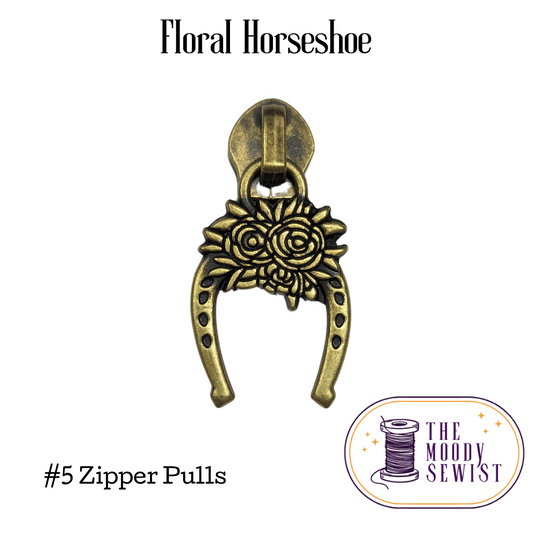 Floral Horseshoe #5 Zipper Pulls