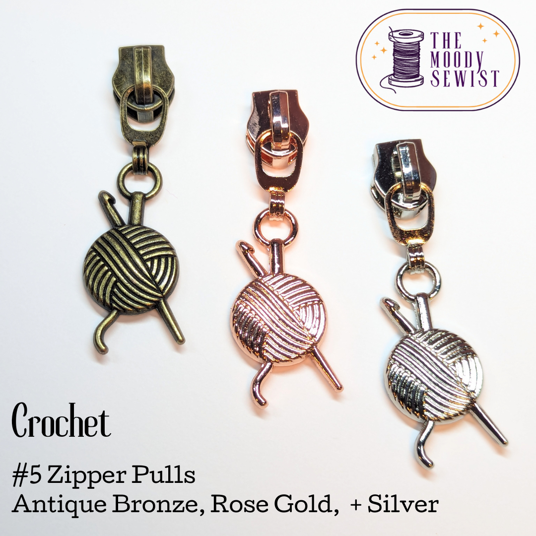 Crochet #5 Zipper Pulls