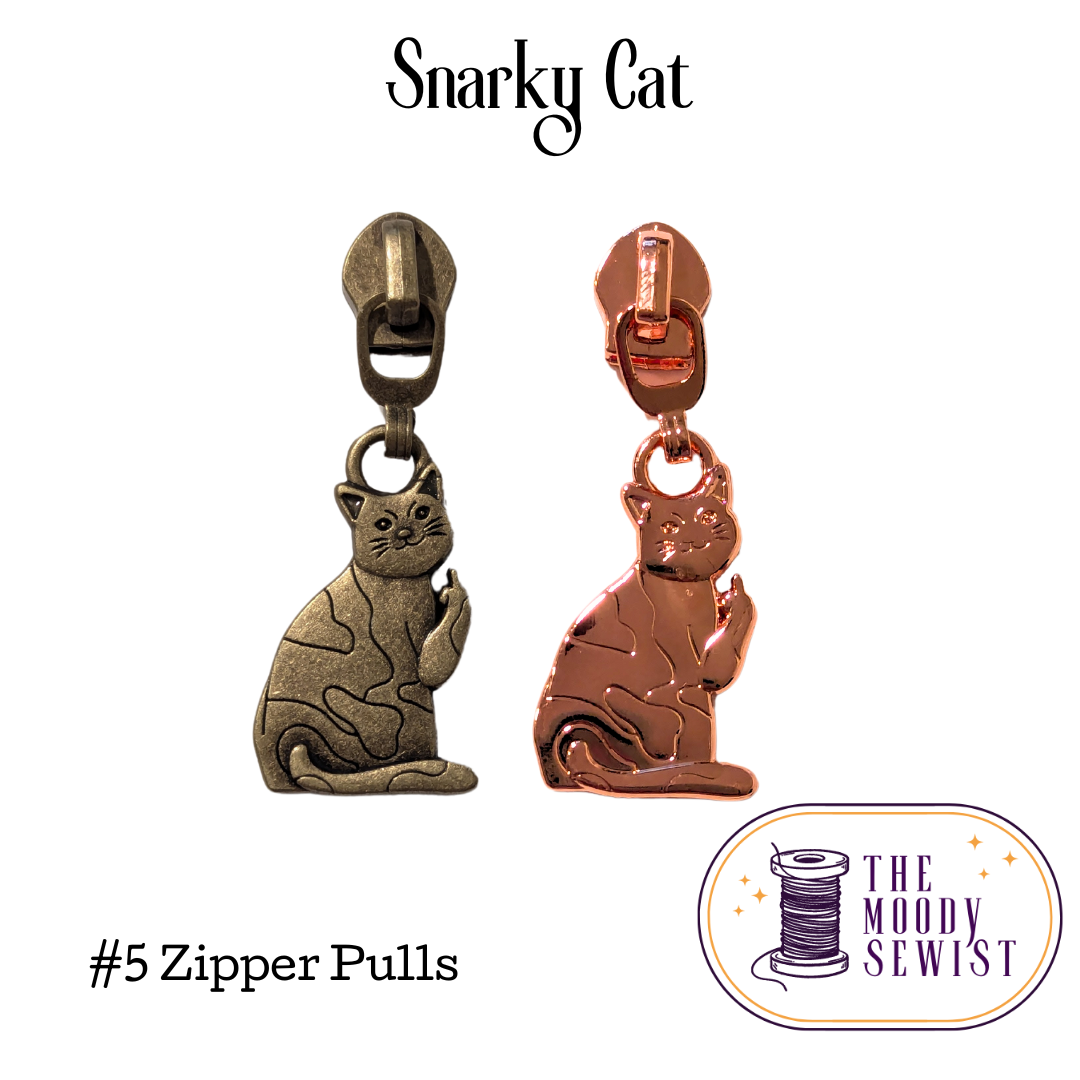 Snarky Cat #5 Zipper Pulls