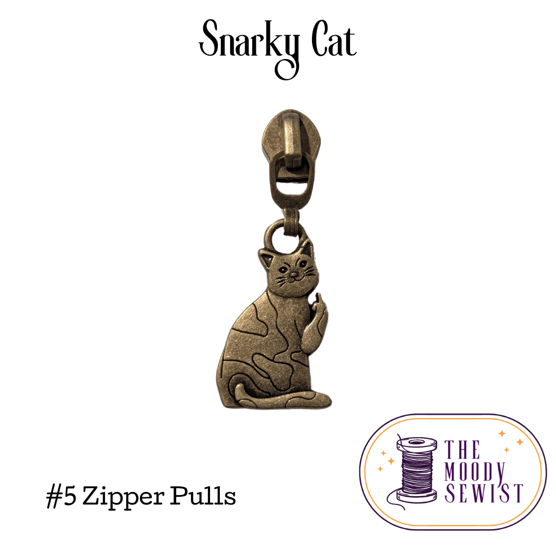 Snarky Cat #5 Zipper Pulls