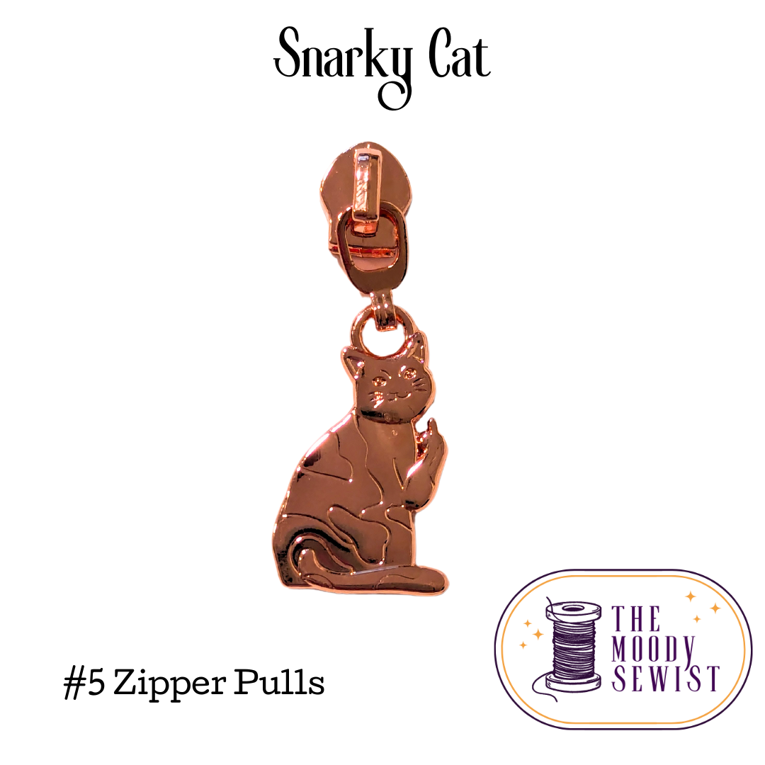 Snarky Cat #5 Zipper Pulls