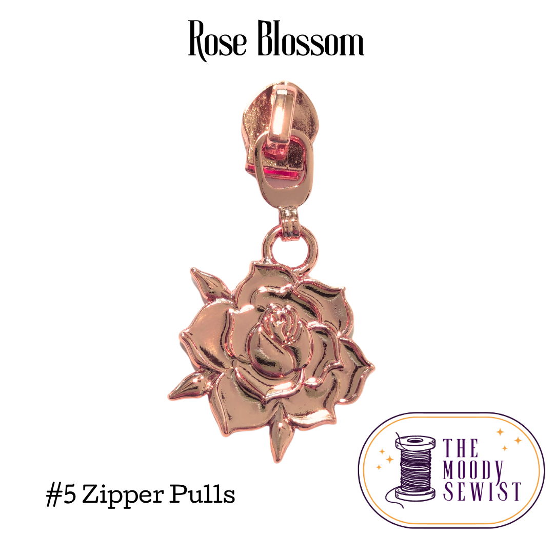 Rose Blossom #5 Zipper Pulls