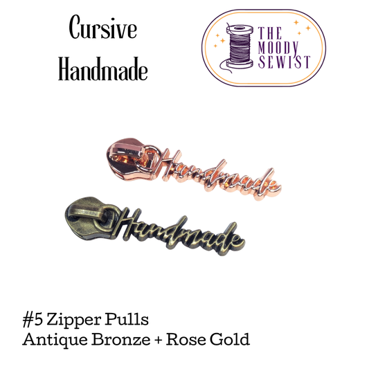 Cursive Handmade #5 Zipper Pulls