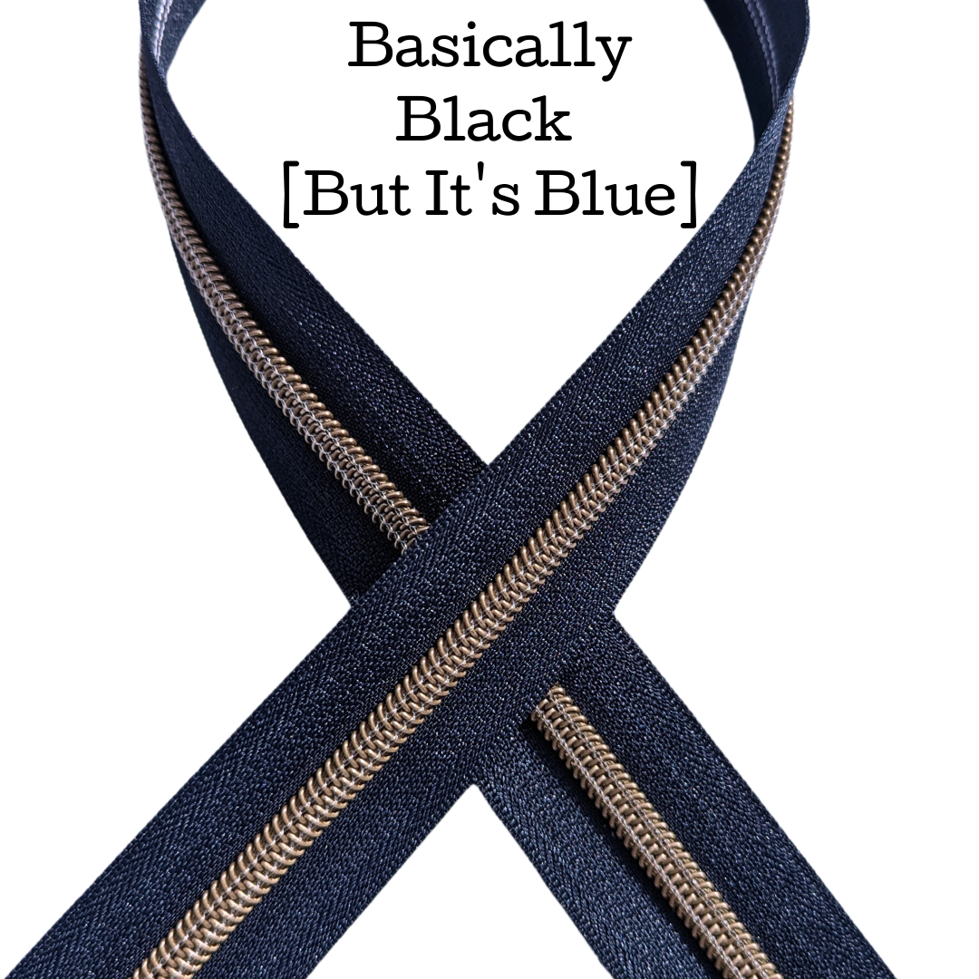 Basically Black [But It's Blue] Zipper Tape