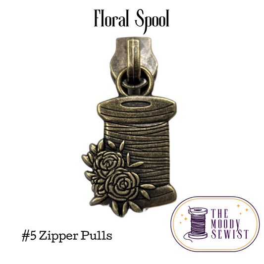 Floral Spool #5 Zipper Pulls