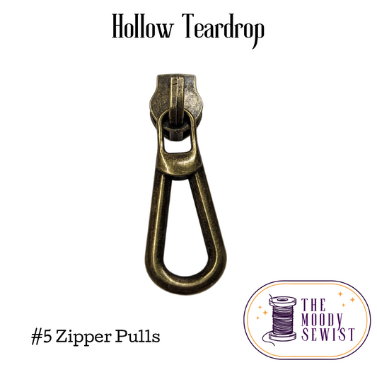 Hollow Teardrop #5 Zipper Pulls